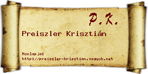 Preiszler Krisztián névjegykártya